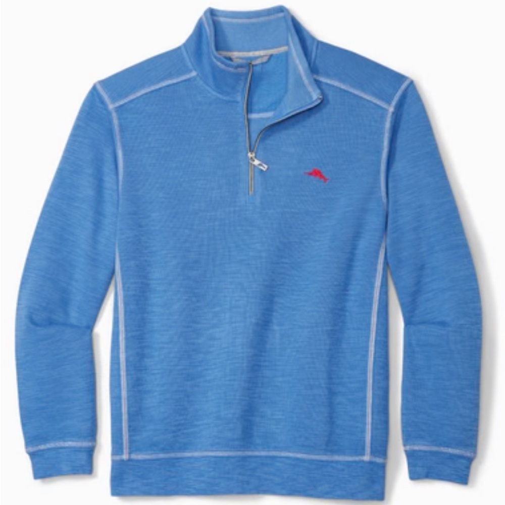 Tommy Bahama Tobago Bay 1/2 Zip Sweater Mens Med L/S Leisure Knit 100% Cotton